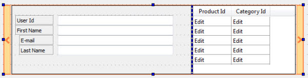 This figure shows an example of an HBox container.