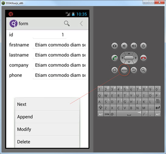 Default running of generated app on Android emulator.