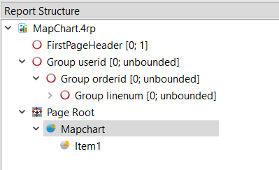 This figure shows a Mapchart Item under the Mapchart object node under PageRoot.