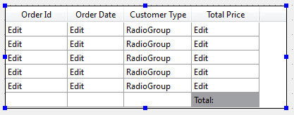 This figure shows an example of a table container.