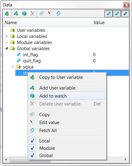 This figure is a screenshot of Setting a WatchPoint.