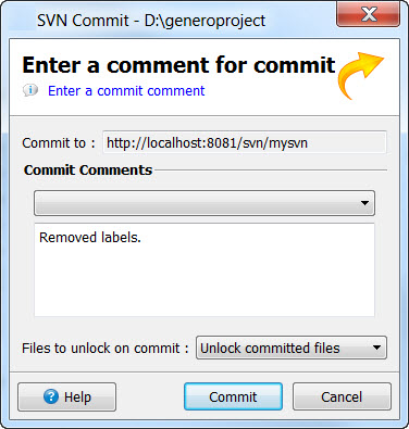 Commit dialog.