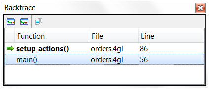 This figure is a screenshot of the Debugger Backtrace view.