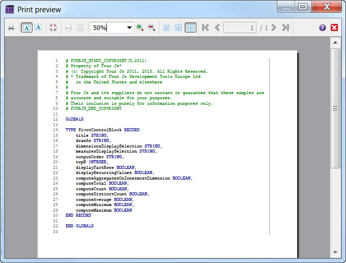 Screen shot of Print preview dialog.