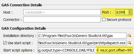 Screen shot showing the res.ic.port.offset addition to a start script option.