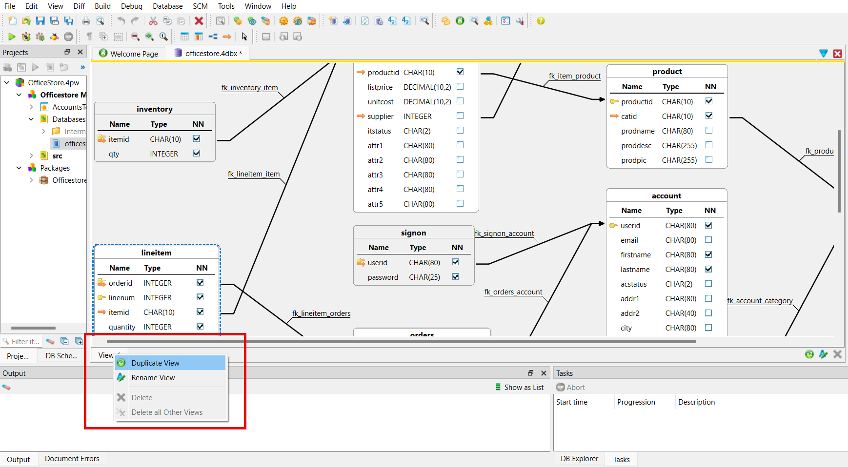 This figure shows an example of creating a duplicate view