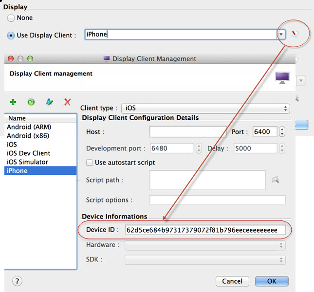 Display Client management Device ID setting for iOS.