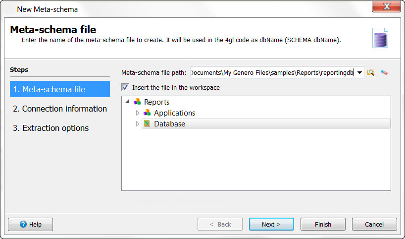 This figure is a screenshot of the New Meta-schema dialog - Step 1.