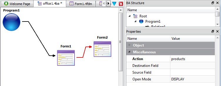 This figure is a screenshot of a BA diagram with two CRUD forms.