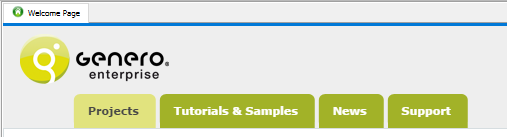 The Welcome Page with Projects, Tutorials and Samples, News and Support tabs displayed.