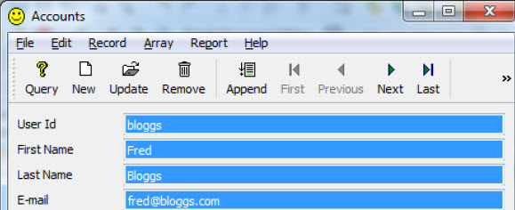 The running application with a smiley face icon in the window title.