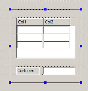 This figure is a screenshot of a form with an element inside the grid below the layout tag.