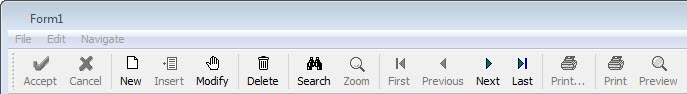 This figure is a screenshot of the Default Toolbar showing default actions.