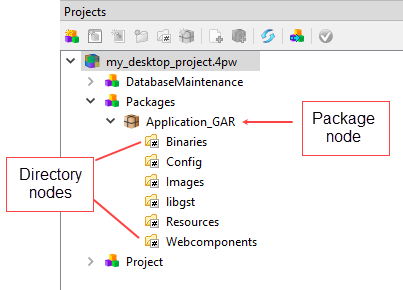 Package and Directory nodes from a Project view.