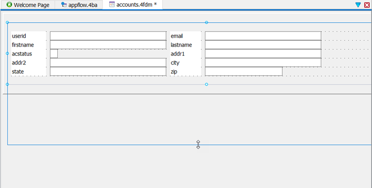 This figure shows the accounts.4fdm form with the grid being expanded vertically.