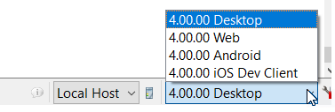 Screen shot showing the configuration combobox, fully extended on a Windows installation.