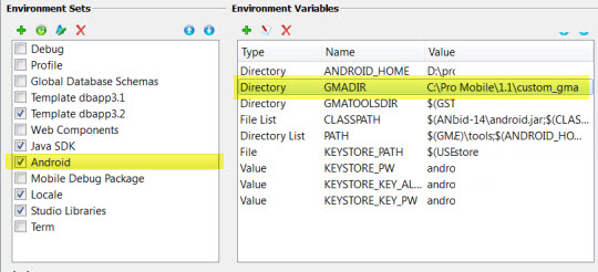 Screenshot shows setting of GMADIR environment variable.
