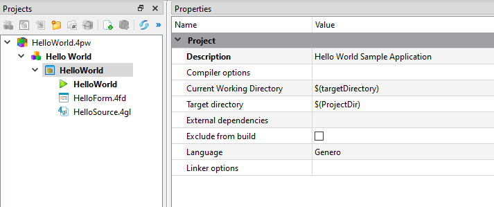 This figure is a screenshot of the Properties view for an Application node.
