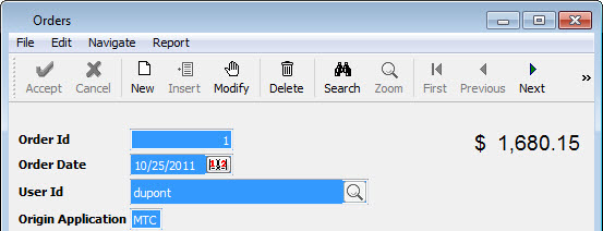 This figure shows an example of a form with a Toolbar.