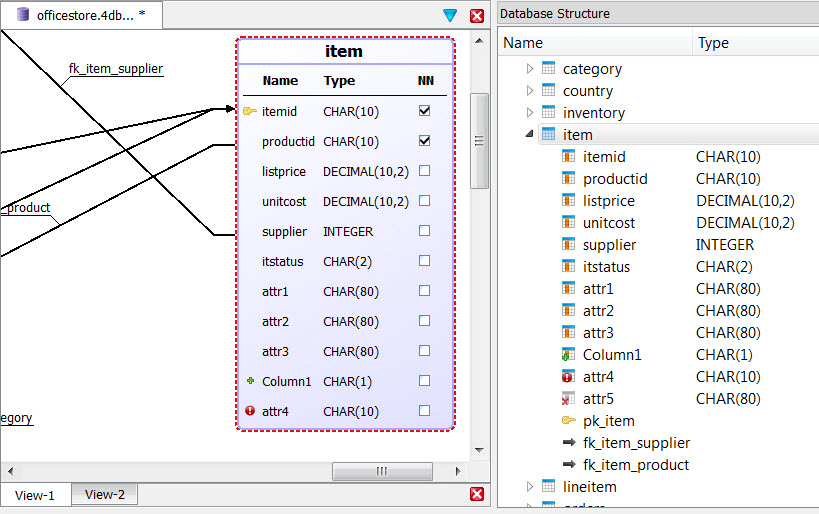 This figure is a screenshot of the panels used when working with a meta-schema.