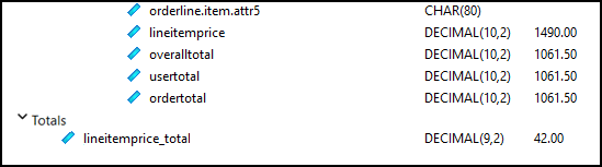 Screen shot of data schema with Totals aggregate variable.