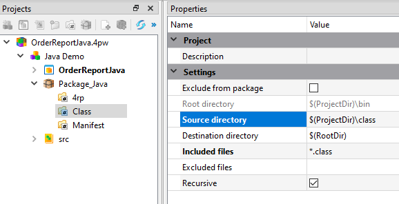 This figure shows the a Java package with directory nodes for 4rp, Class, and Manifest