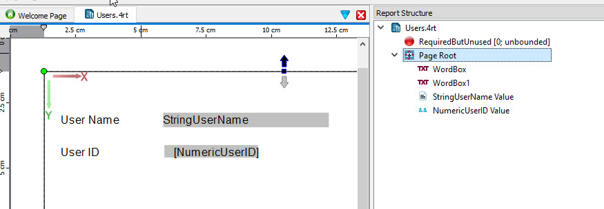 This figure shows the layout of a report template, with report structure.