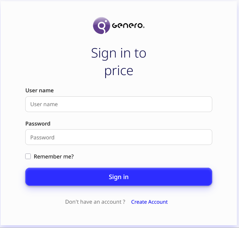 Sign‑in screen with GIP and the Create Account option.
