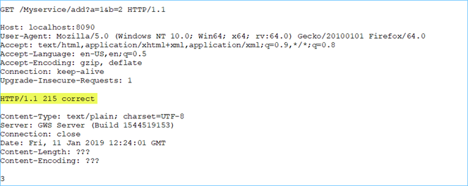 In the image the HTTP response is changed to 215 correct instead of 200 OK