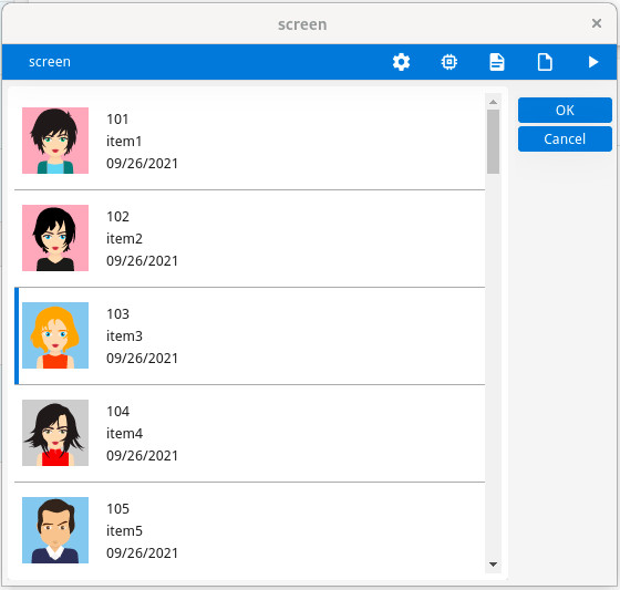 Table with flipped rows and list row aspect style + IMAGECOLUMN.